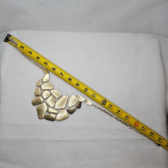 Geometric Statement Bib Necklace Bold Runway Style Textured Goldtone Lydell NYC - Picture 7 of 8